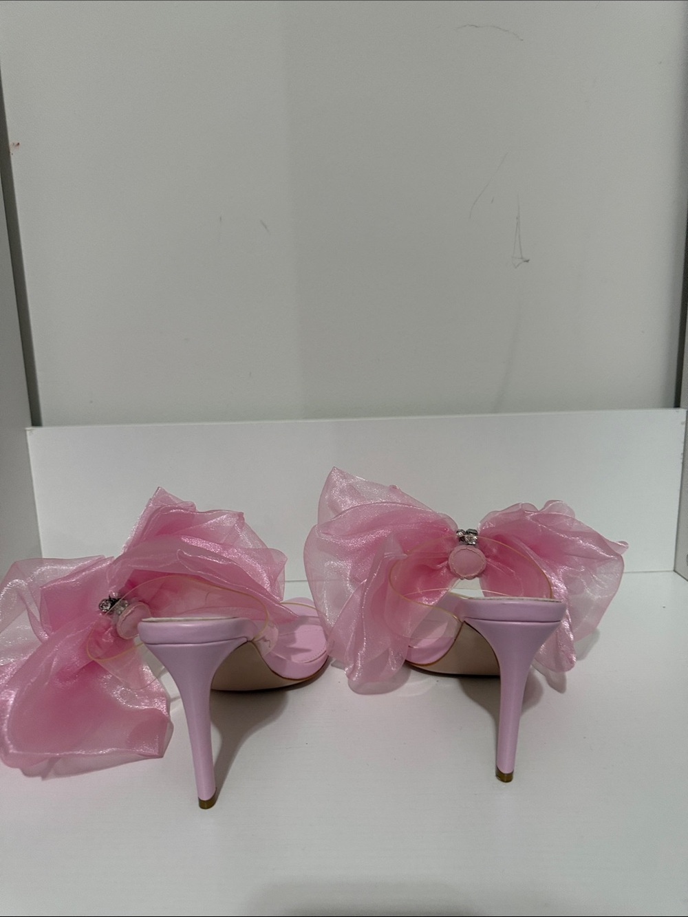 Pink Organza Floral Stiletto Mules - Picture 3 of 5